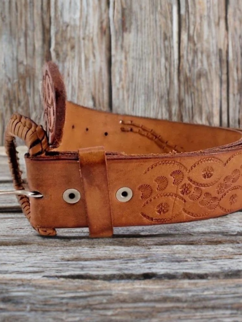 Stamped Leather Mens Size 38 Western Snake Stamp Leather Belt Made in Mexico NEW - Picture 3 of 16